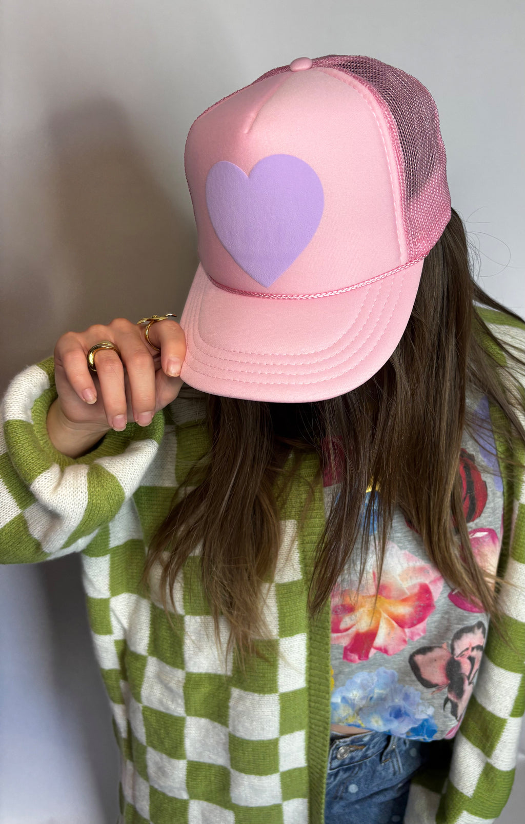 "PETAL LOVE" Puff Print Trucker Hat