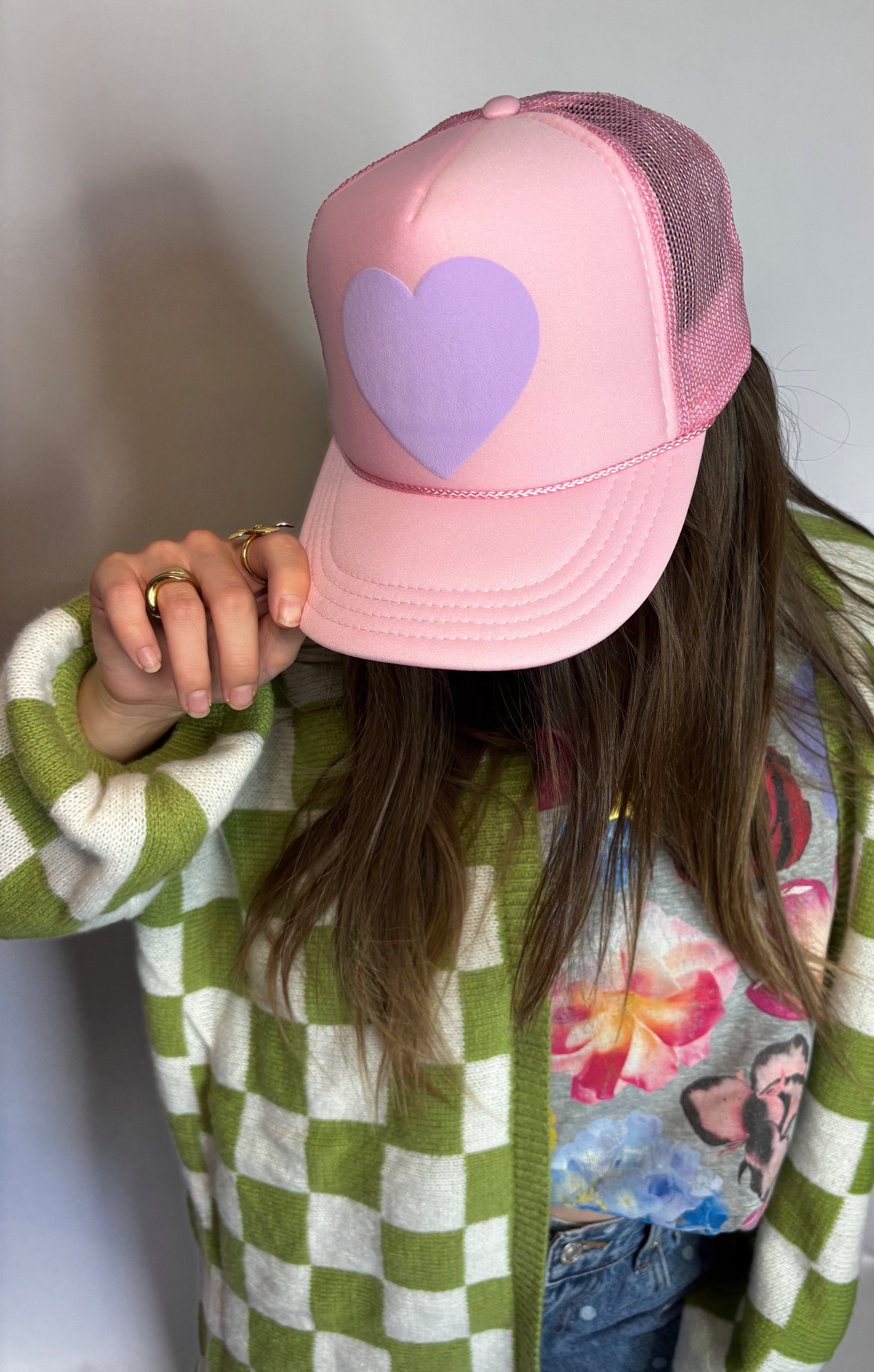 "PETAL LOVE" Puff Print Trucker Hat