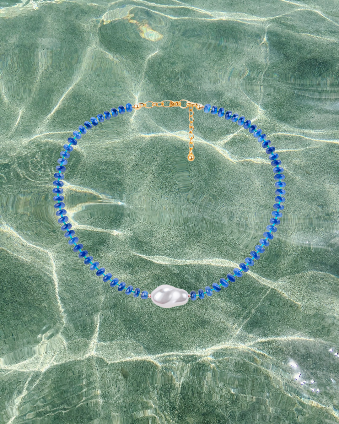 HIGH TIDE FRESHWATER PEARL NECKLACE - Lagoon Blue