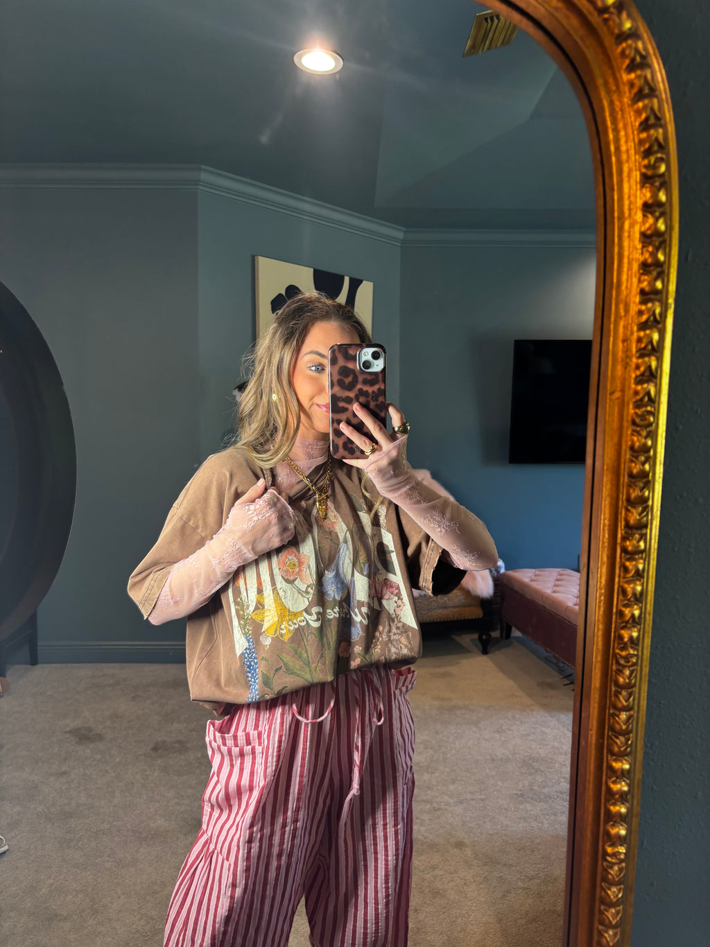 Layered in Lace Sheer Mockneck Top - Ballet Pink