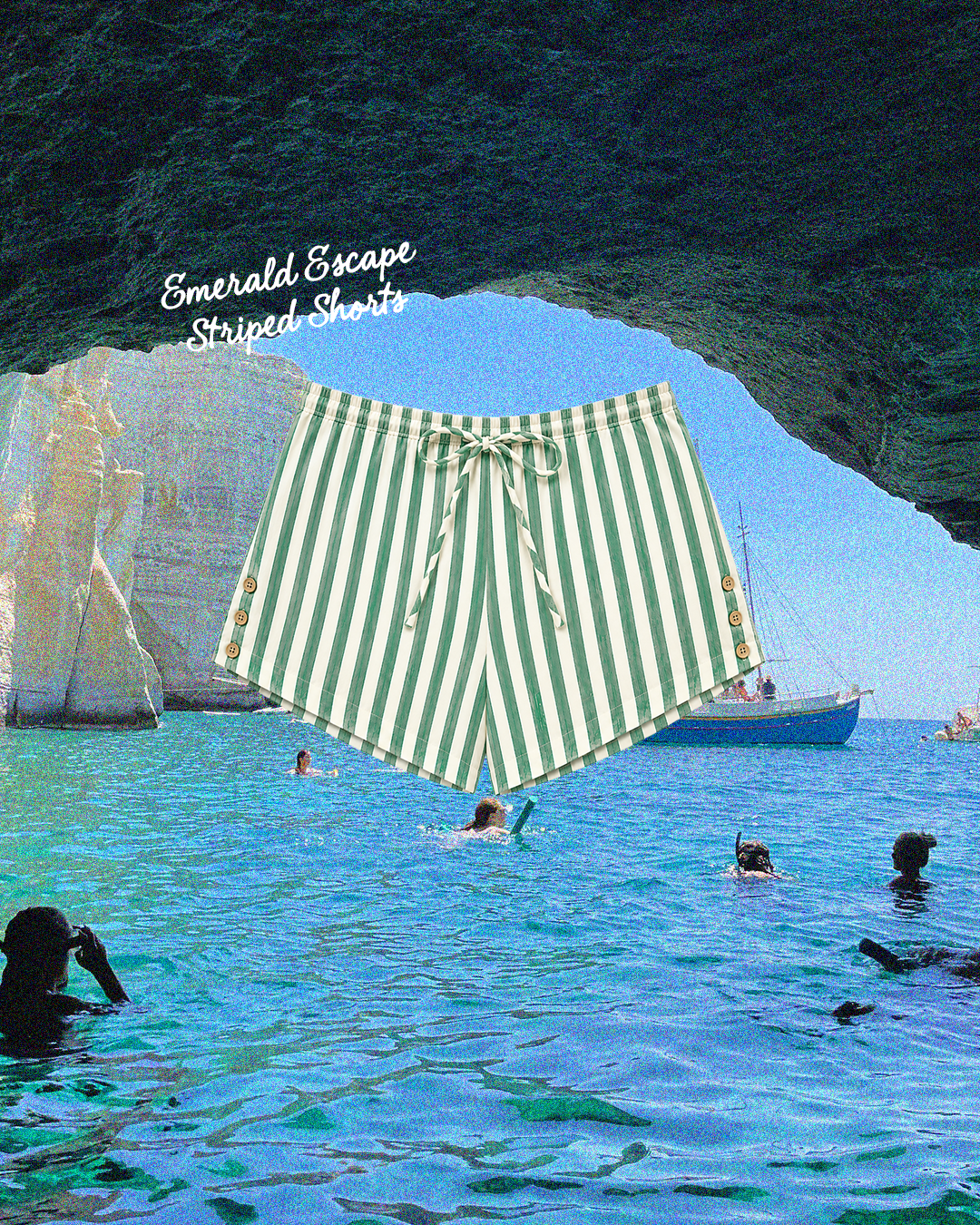 "EMERALD ESCAPE" Striped Shorts