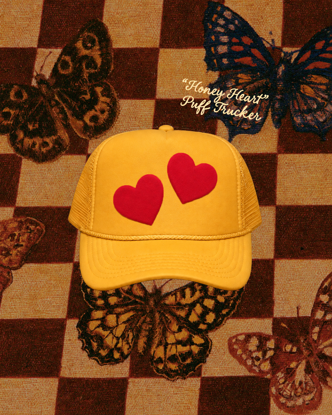 "HONEY HEART" Puff Print Trucker Hat