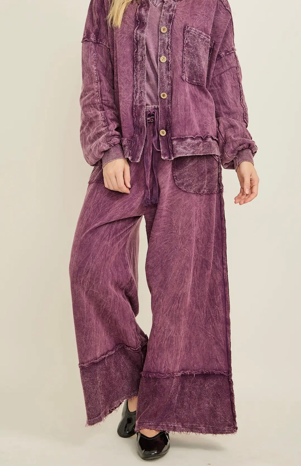 "PERFECTLY PLUM" Washed Away Wide Leg Pant