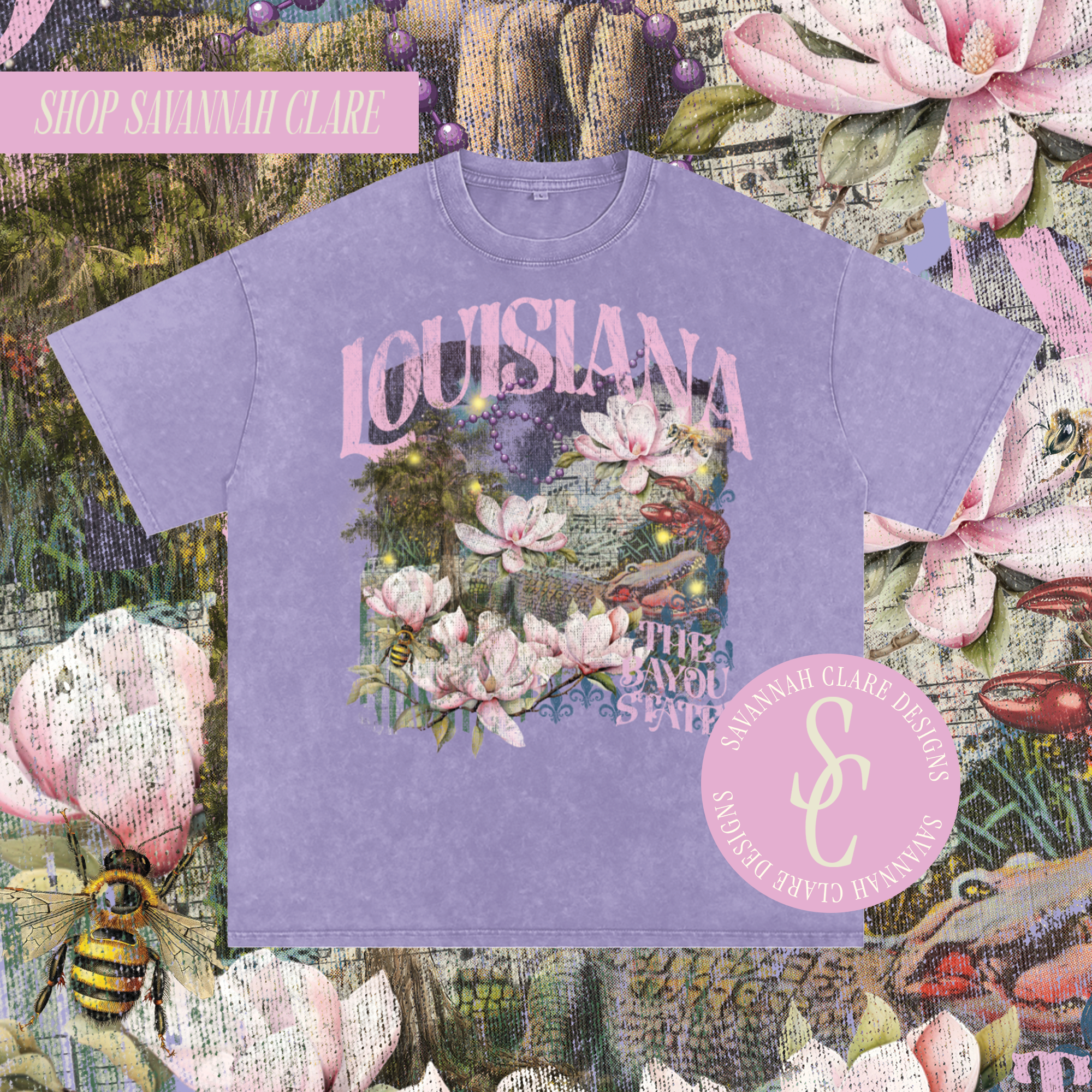 "LOUISIANA" Vintage Wash Tee