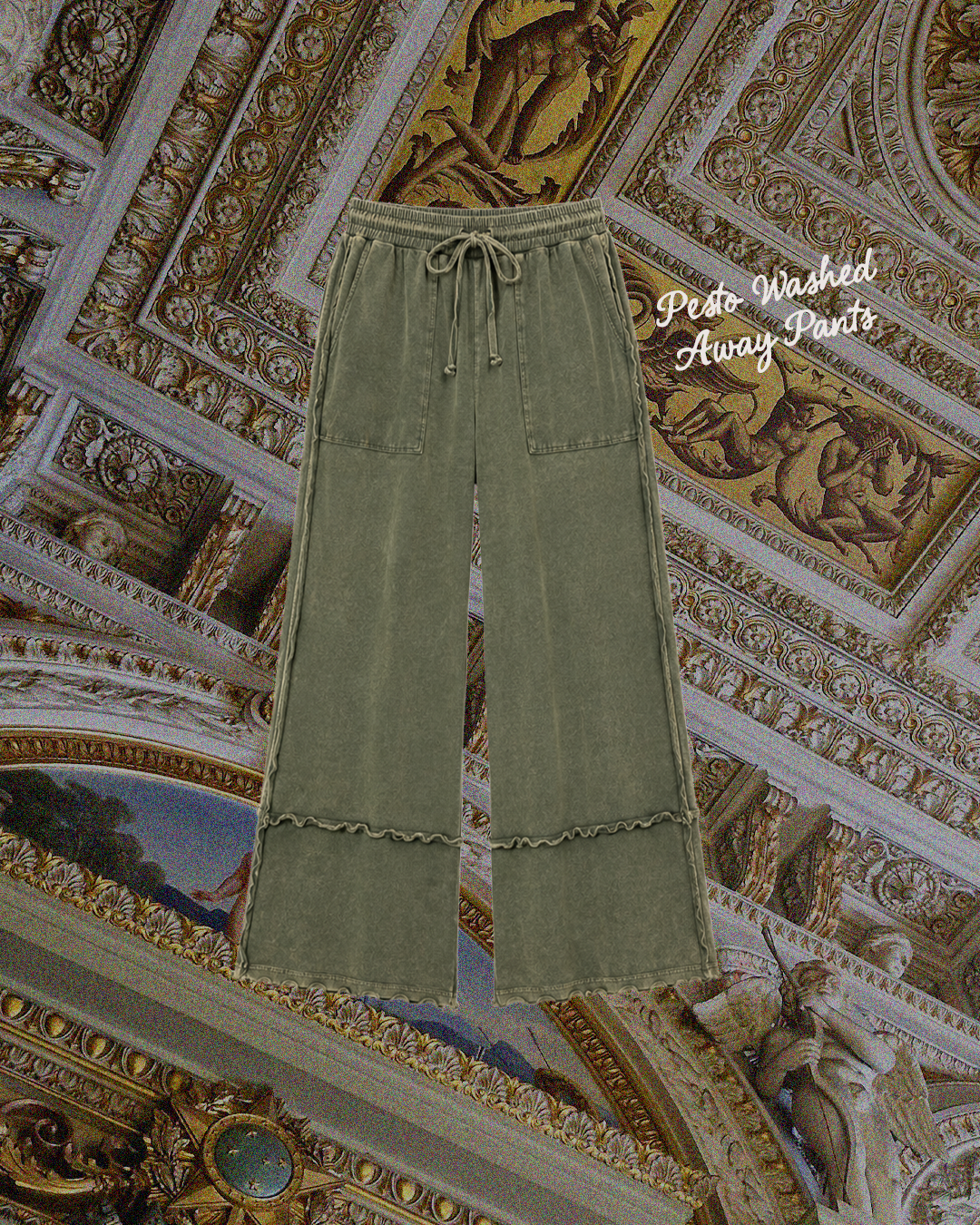 "PESTO PLEASE" Washed Away Wide Leg Lounge Pant
