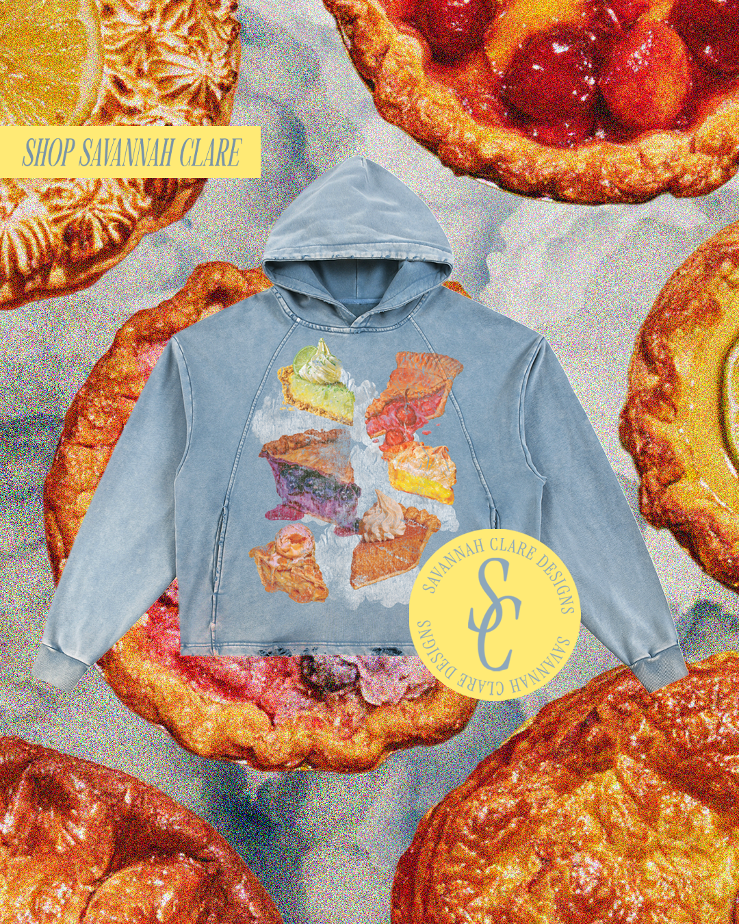 "PIE IN THE SKY" DISTRESSED BOXY HOODIE