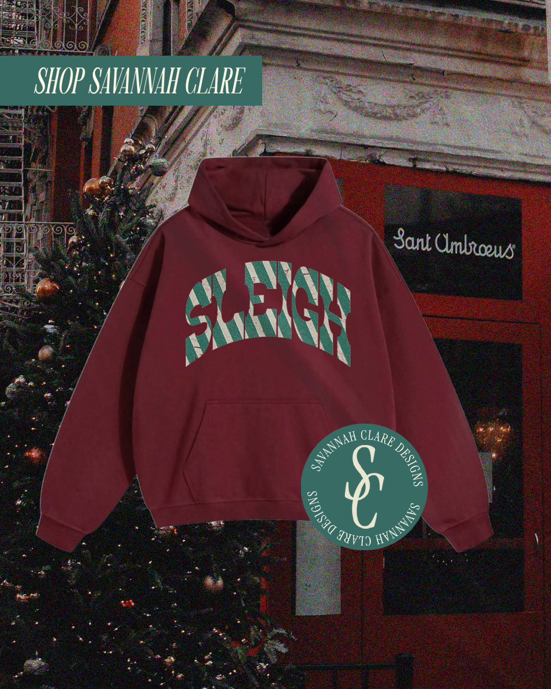 "SLEIGH" Everyday Hoodie (Wine)