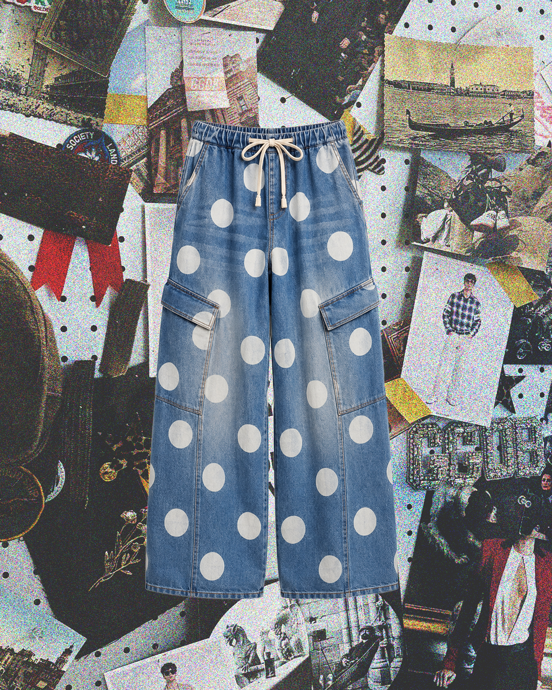 "SPOT ON" Denim Drawstring Cargos