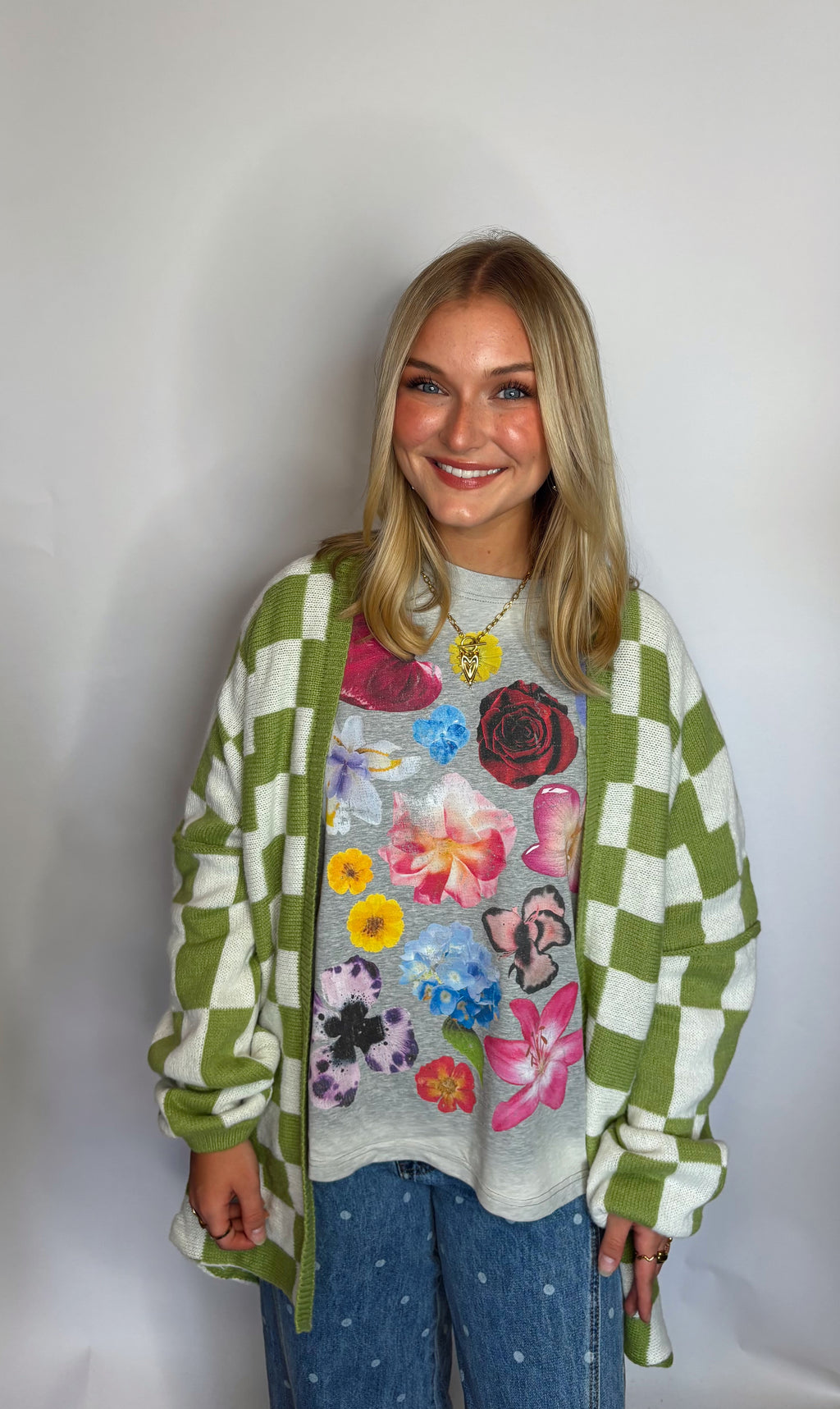 "IVY LANE" Checkered Cardigan
