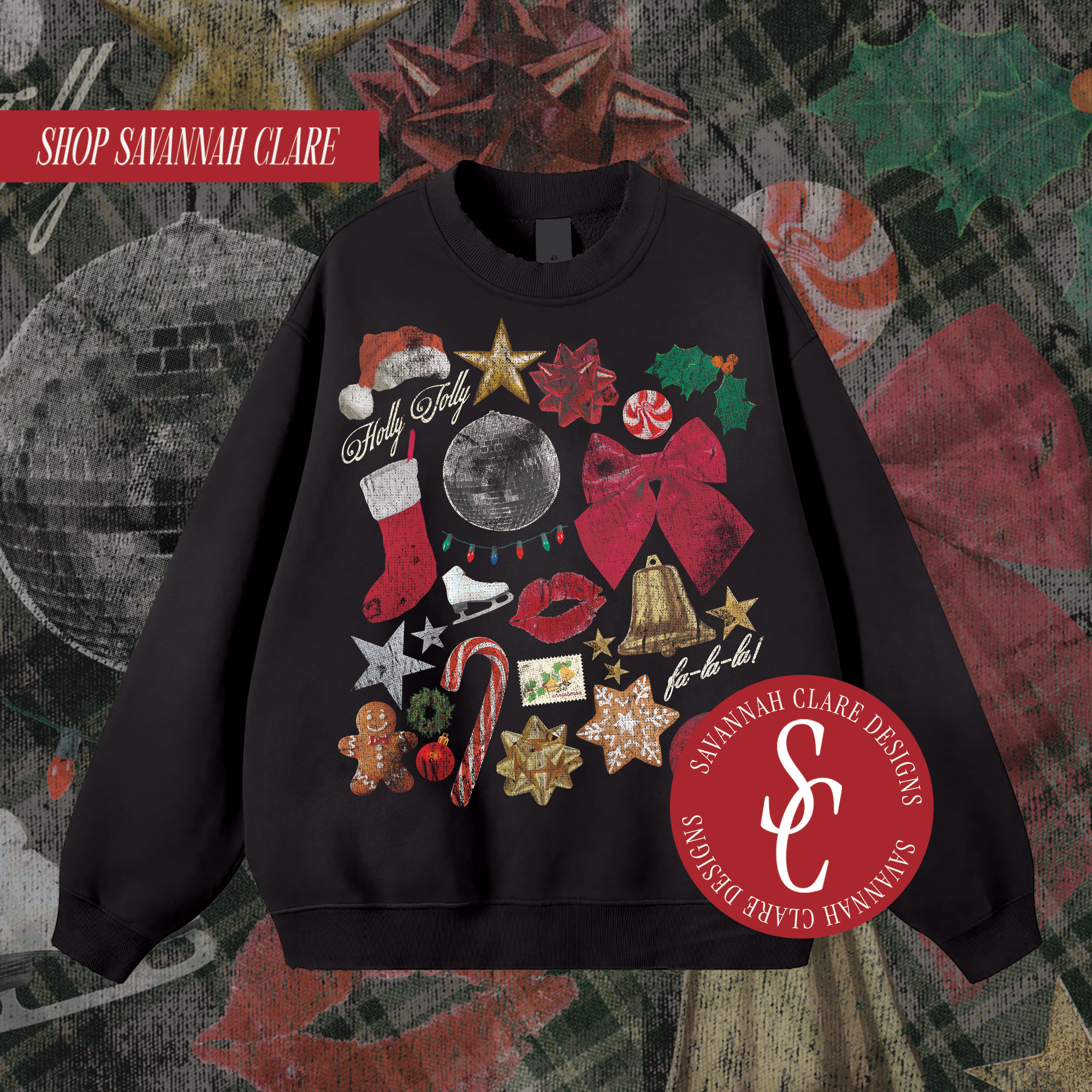 "CHRISTMAS THINGS" Fleece Lined Crewneck